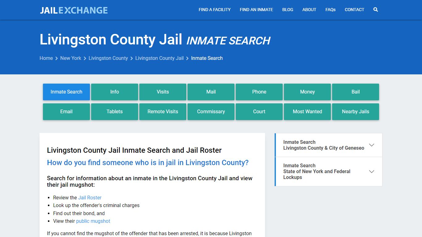 Inmate Search: Roster & Mugshots - Livingston County Jail, NY