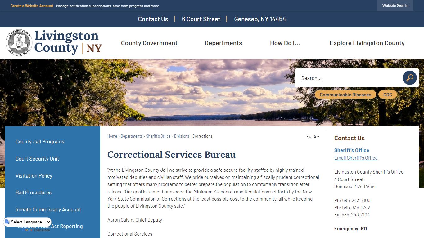 Correctional Services Bureau | Livingston County, NY - Official Website